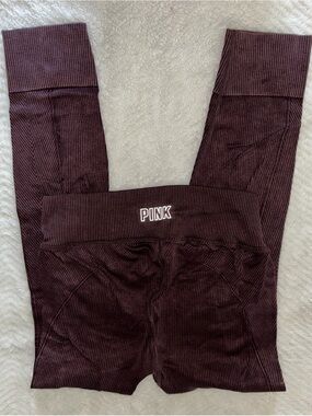 Victoria's Secret PINK burgundy ribbed leggings Seamless Leggings L Burgundy